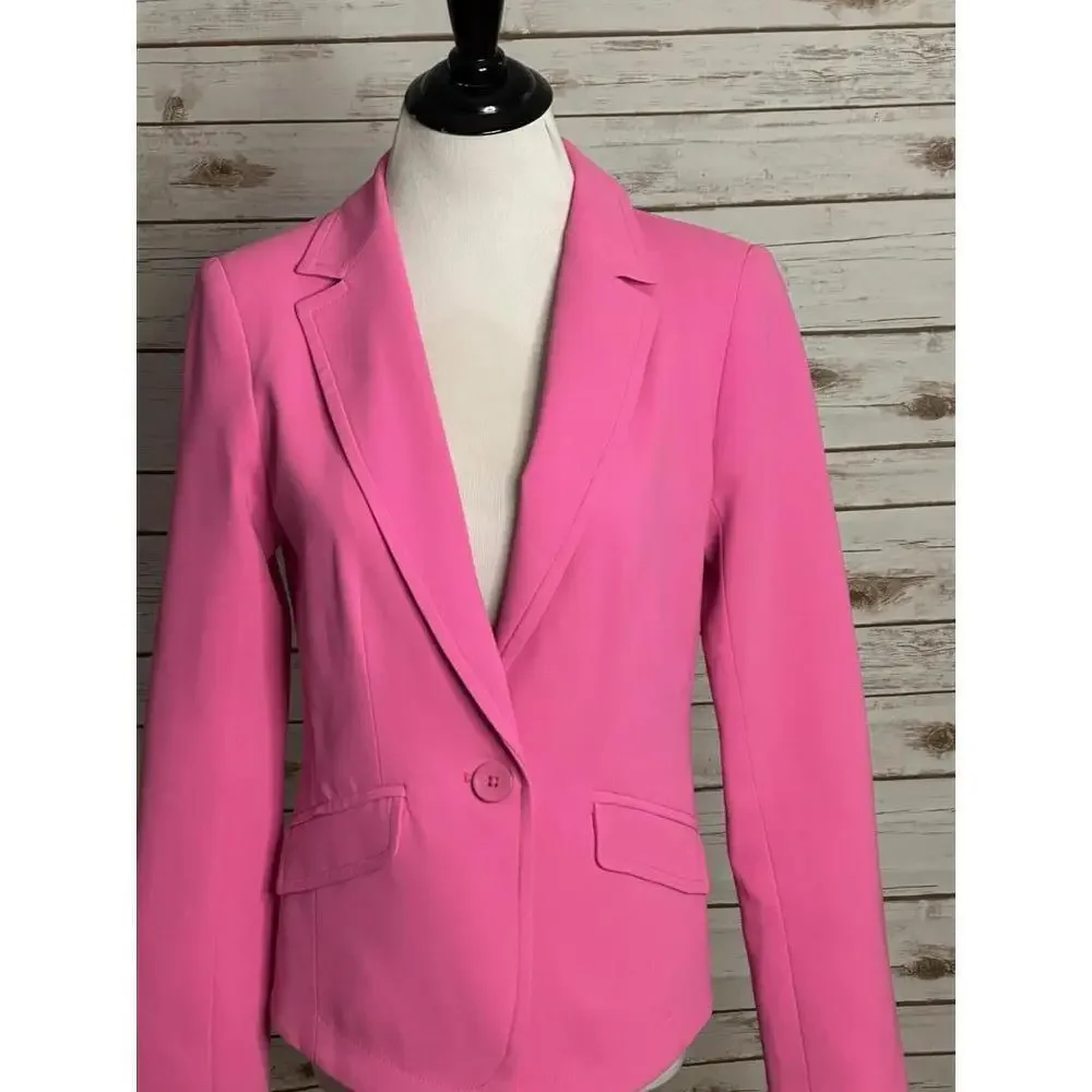 Trina Turk pink Legally Blonde Barbie office siren single-breasted blazer Size 4 - Picture 2 of 10